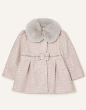 Baby Tweed Bow Coat, Grey (GREY), large