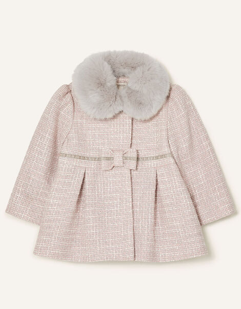 Baby Tweed Bow Coat Grey, Grey (GREY), large