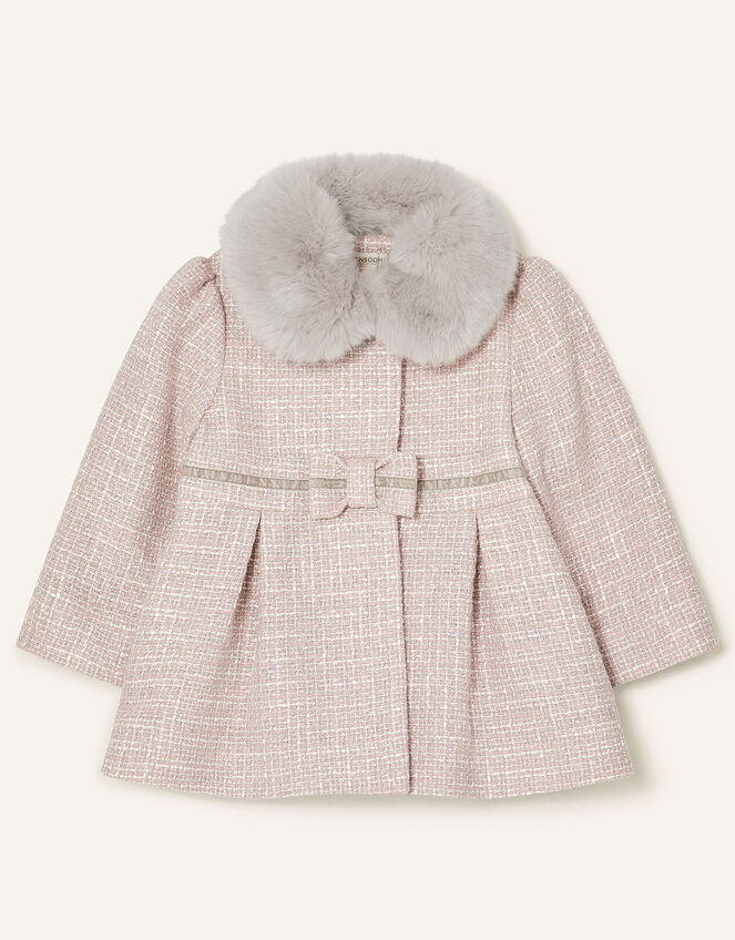 Baby Tweed Bow Coat, Grey (GREY), large