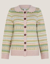 Fawn Fair Isle Cardigan, Green (GREEN), large