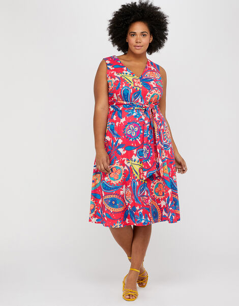 Nelly Floral Tie Front Dress Red, Red (RED), large