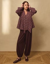 East Ellis Floral Pintuck Blouse, Red (BURGUNDY), large