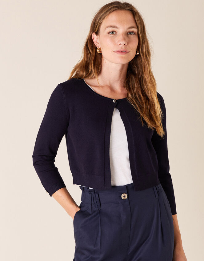 Contrast Trim Shrug, Blue (NAVY), large