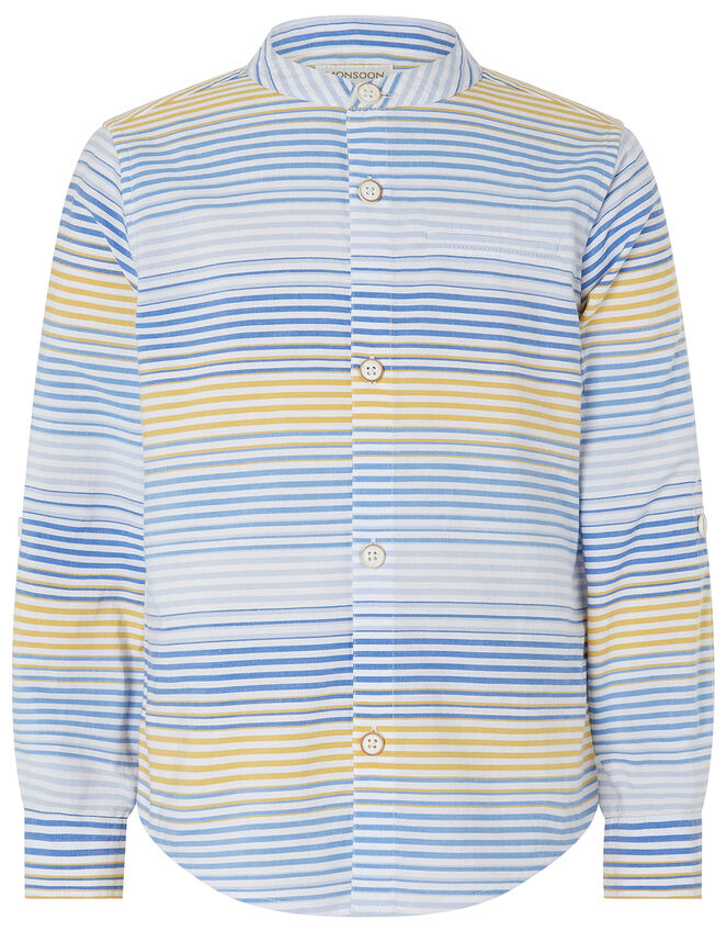 Tiko Striped Cotton Shirt, Blue (BLUE), large