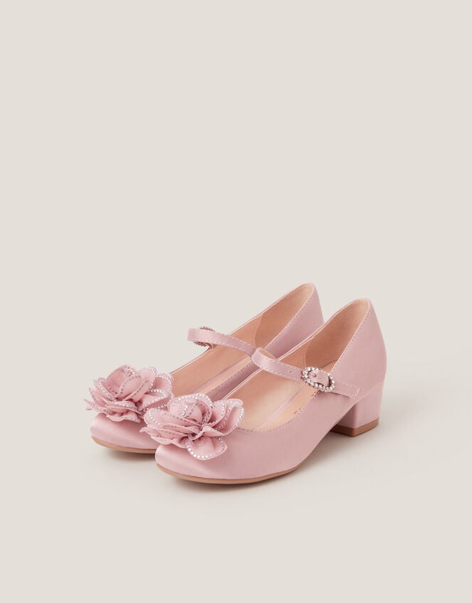 Corsage Flower Diamante Heels, Pink (PINK), large