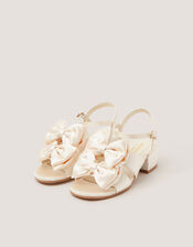 Double Bow Heeled Sandals, Ivory (IVORY), large