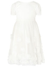 3D Roses Communion Dress, White (WHITE), large