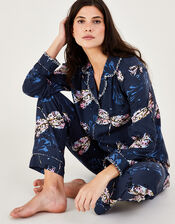 Dragonfly Print Pyjama Set in LENZING™ ECOVERO™	, Blue (NAVY), large