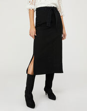 Claremont Denim Maxi Skirt with Sustainable Cotton, Black (BLACK), large