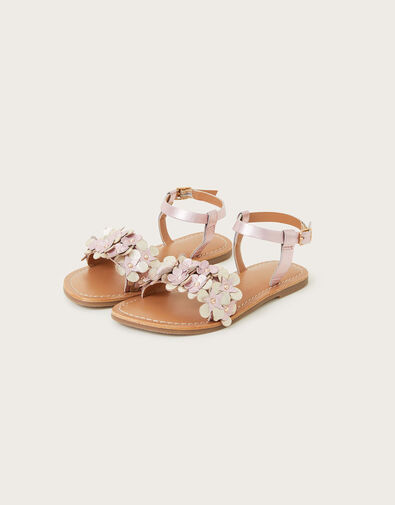 Leather Flower Frill Sandals Pink, Pink (PINK), large