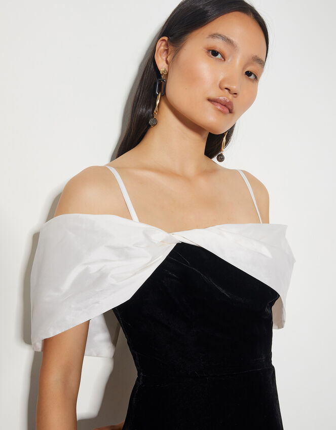 Louisa Velvet Bandeau Midi Dress, Black (BLACK), large