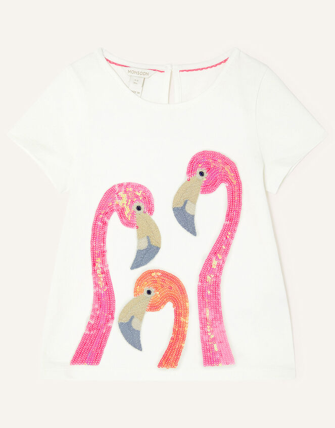 Ombre Flamingo Trio T-Shirt, Ivory (IVORY), large