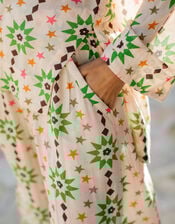 La Galeria Elefante Star Print Wide Leg Trousers, Orange (PEACH), large