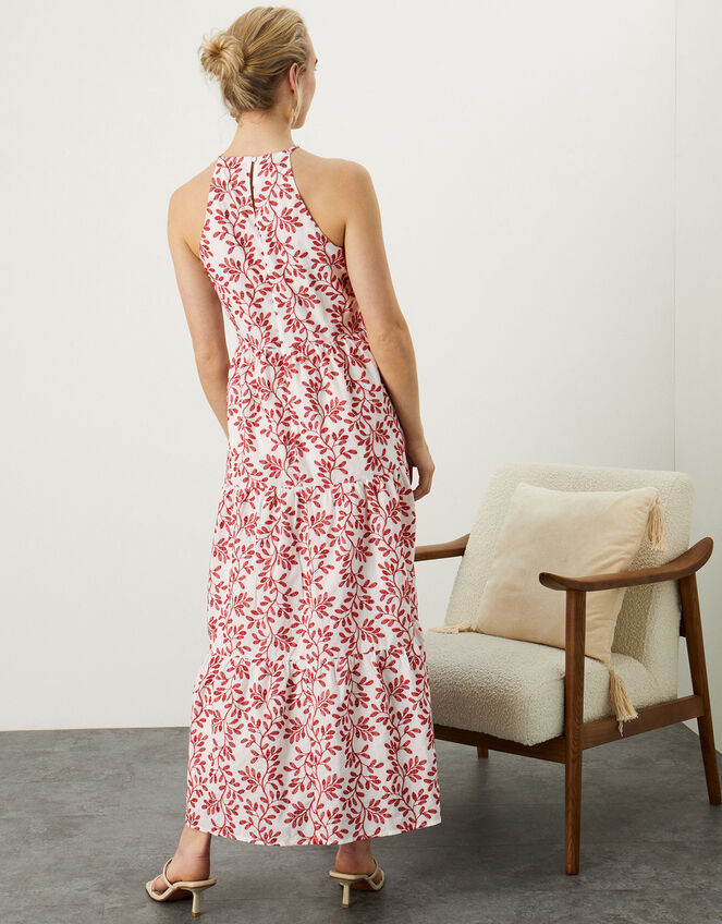 Halter Neck Embellished Maxi Dress, Red (RED), large