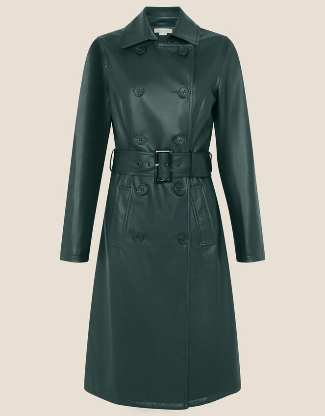 Phoebe PU Trench Coat, Teal (TEAL), large