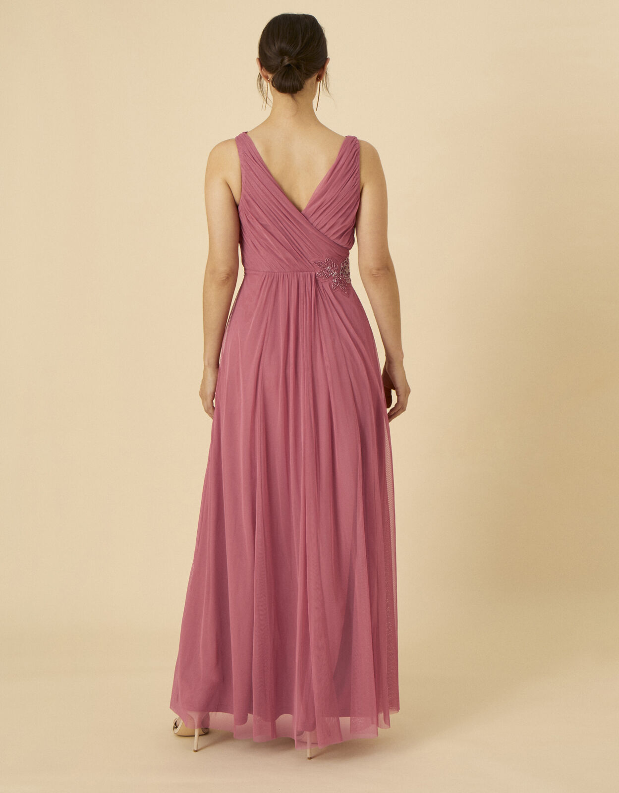 Michaela Maxi Dress in Recycled Polyester Pink Evening Dresses