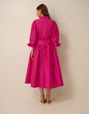 Poppy Belted Midi Shirt Dress, Pink (PINK), large