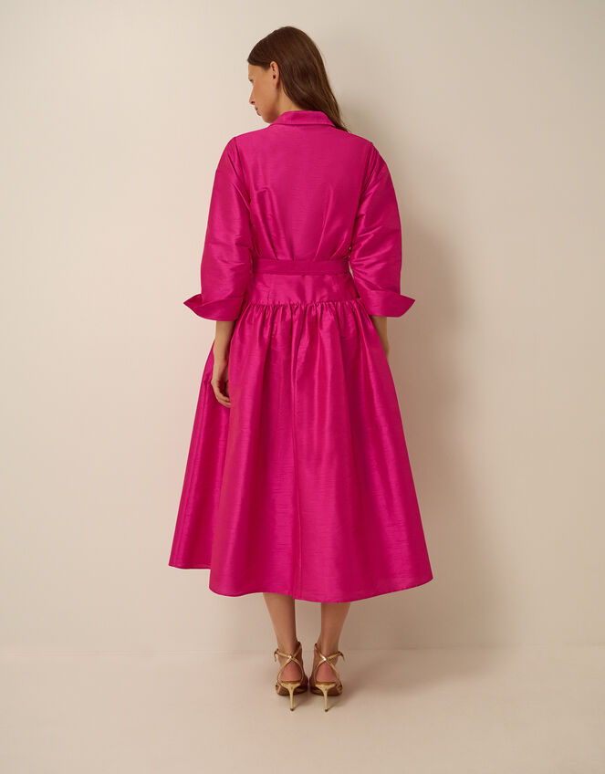 Poppy Belted Midi Shirt Dress, Pink (PINK), large