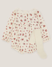 Newborn Floral Print Romper, Ivory (IVORY), large