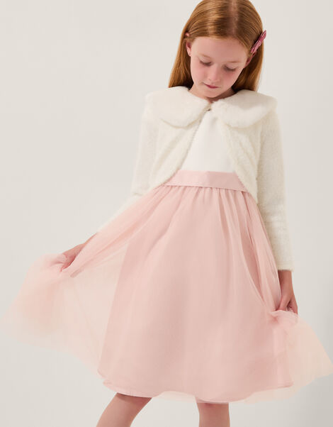 Detachable Collar Fuzzy Cardigan, Ivory (IVORY), large