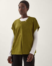 Double Breasted Knit Poncho Vest, Green (OLIVE), large