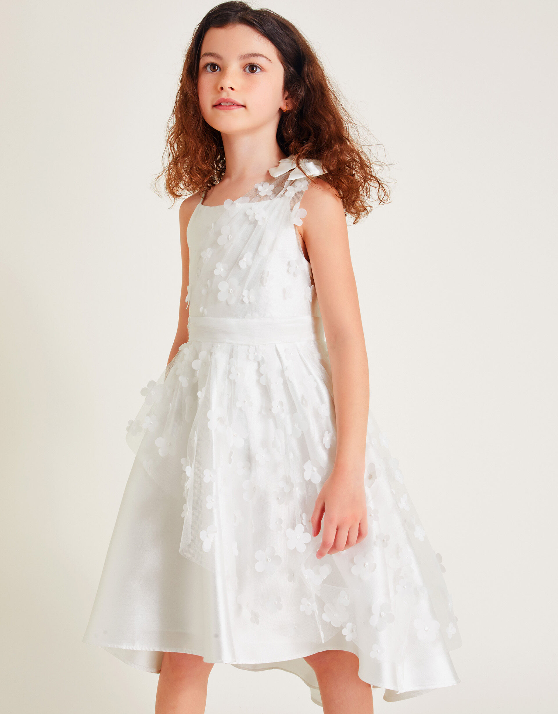 Lauren Floral Asymmetric Dress Ivory