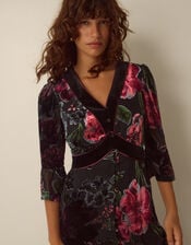Anya Floral Devor&eacute; Maxi Dress, Red (BURGUNDY), large