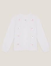 Sparkle Cable Knit Cardigan, Ivory (IVORY), large