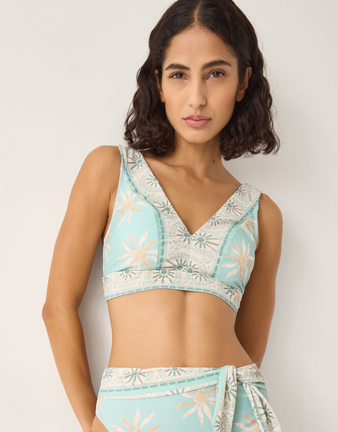 Tashie Sun Print Bikini Top, Blue (AQUA), large