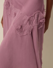 Ruby Sleeveless Asymmetrical Floral Embroidered Midi Dress, Pink (PINK), large