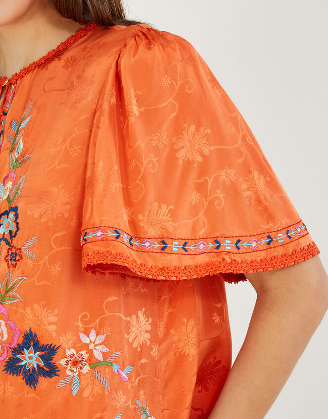 Odelia Embroidered Floral Top, Orange (ORANGE), large