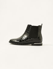 Croc Effect Studded Chelsea Boots, Black (BLACK), large