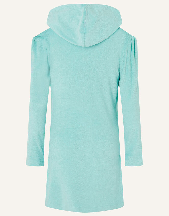 Flamingo Towelling Dress, Blue (TURQUOISE), large