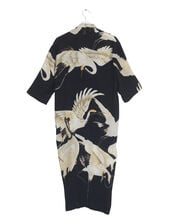 One Hundred Stars Stork Print Dress, Black (BLACK), large