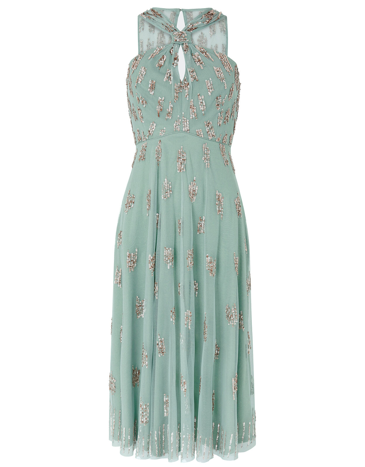 Gracella Sequin Halterneck Dress Green Evening Dresses Monsoon