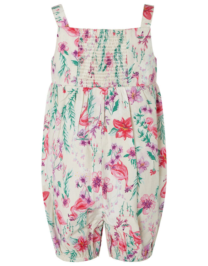 Baby Naya Flamingo Romper in Organic Cotton, Ivory (IVORY), large