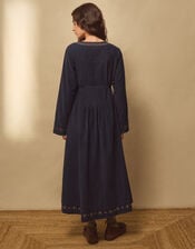 East Anita&nbsp;Embroidered Corduroy Midi Dress, Blue (NAVY), large