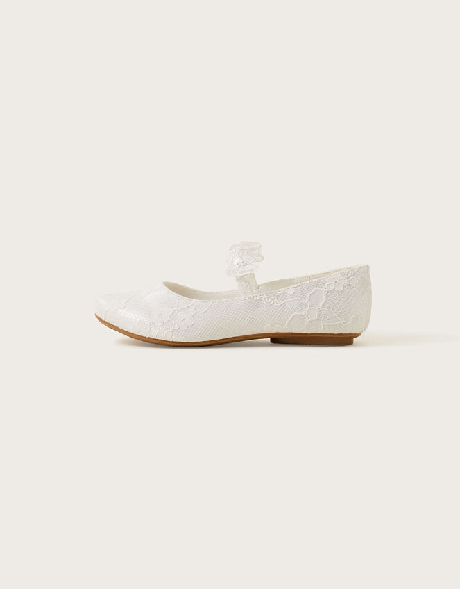 Lace Butterfly Communion Ballerina Flats, White (WHITE), large