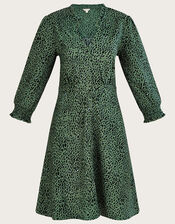 Animal Smock Dress with Recycled Polyester, Green (GREEN), large