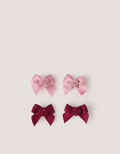 4-Pack Mini Rose Bow Hair Clips, , large
