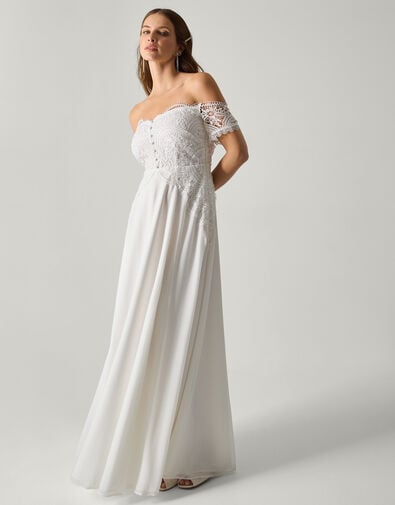 Maddie Off-Shoulder Bridal Dress, Ivory (IVORY), large