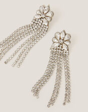 Floral Gem Tassel Drop Earrings, , large