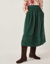 Mina Corduroy Midi Skirt, Green (DARK GREEN), large