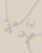 Pearl Beaded Bow Bridesmaid Jewellery Set, , large