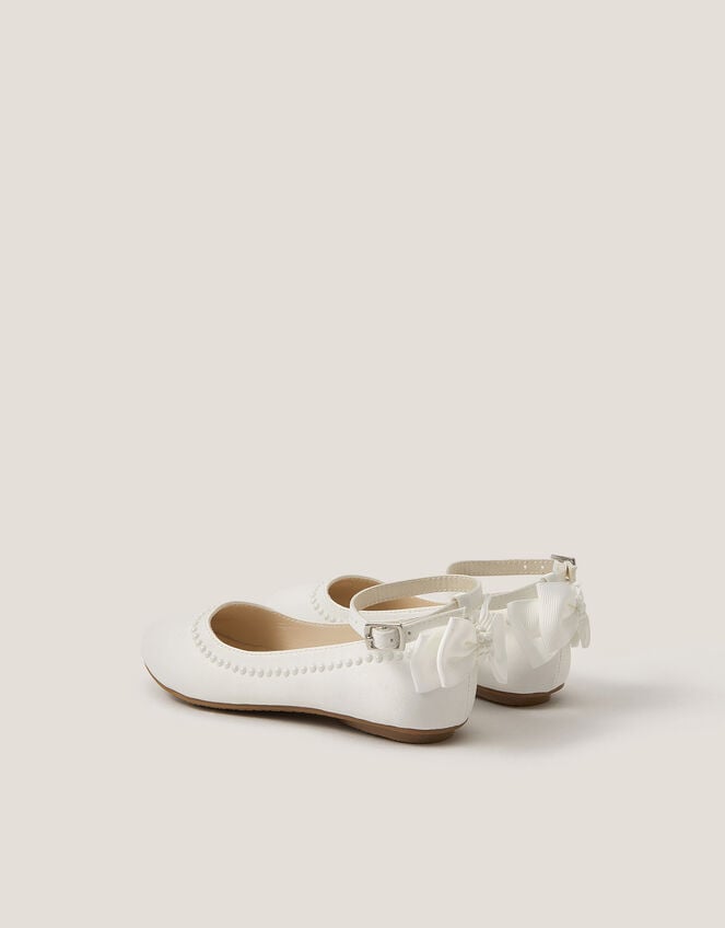 Sara Pearly Bow Ballet Flats, Ivory (IVORY), large