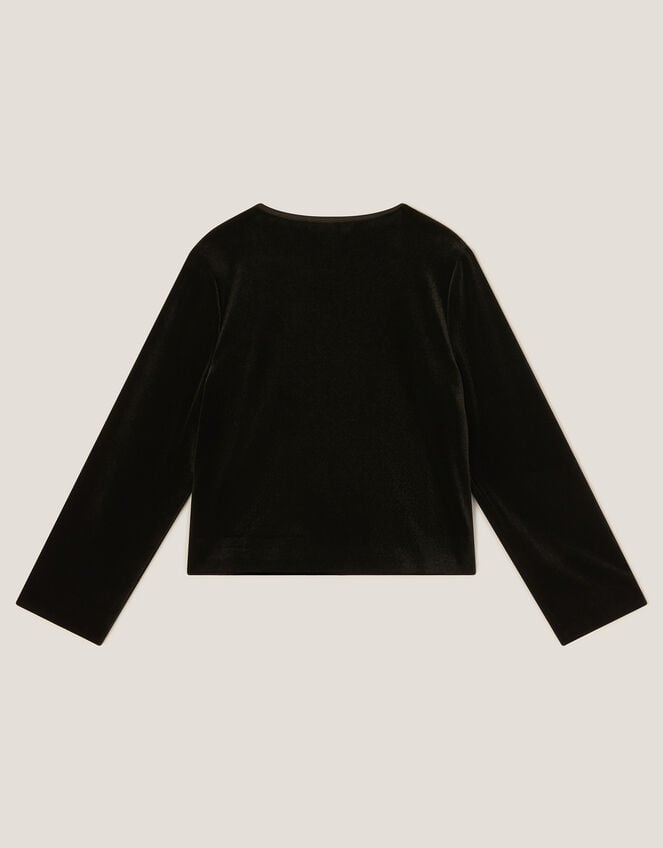 Heart Button Velvet Jacket, Black (BLACK), large