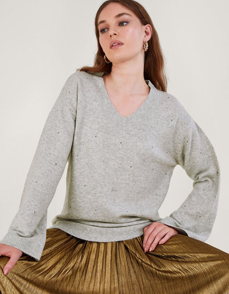 Han Heatseal Embellished Jumper , Grey (GREY), large