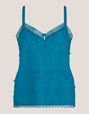 Rosie Embroidered Cami Top, Blue (TURQUOISE), large