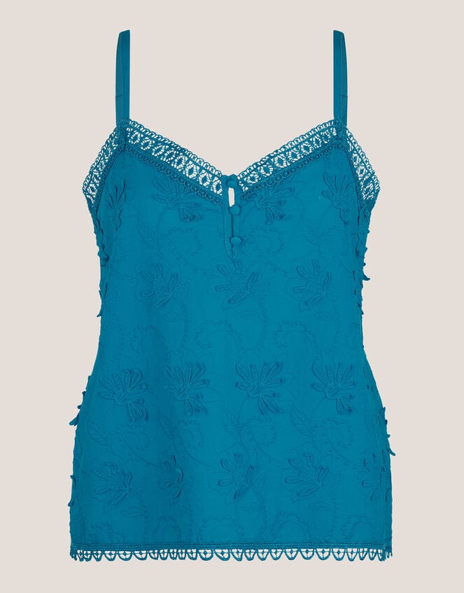 Rosie Embroidered Cami Top, Blue (TURQUOISE), large