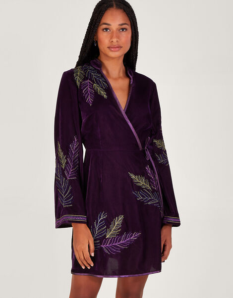 Navi Embellished Velvet Dress, Purple (PURPLE), large
